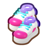Pink and white sneakers